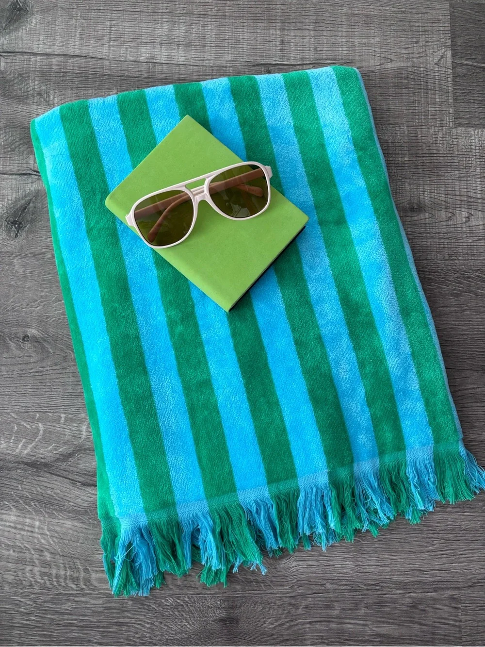 Oversized Striped Fringe Beach Towel